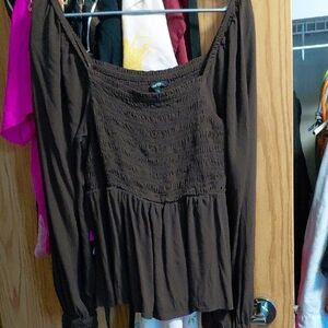 George Chocolate Brown Off-Shoulder Blouse